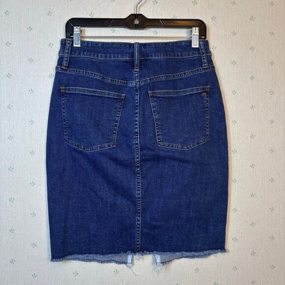 Madewell Stretch Denim Pegged Skirt Size 28 Bellhaven Wash Cutout Raw Hem NWT - Picture 7 of 11